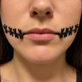 Stitched mouth costume prop worn on lips, Halloween zombie makeup alternative
